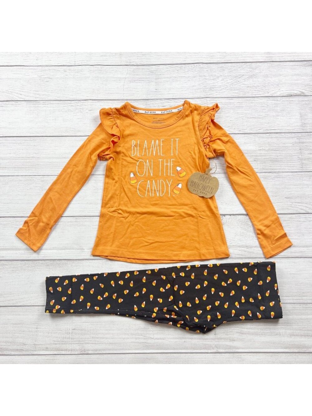 Rae Dunn Girls "Blame It On The Candy" Halloween Outfit Candy Leggings NWT 6X